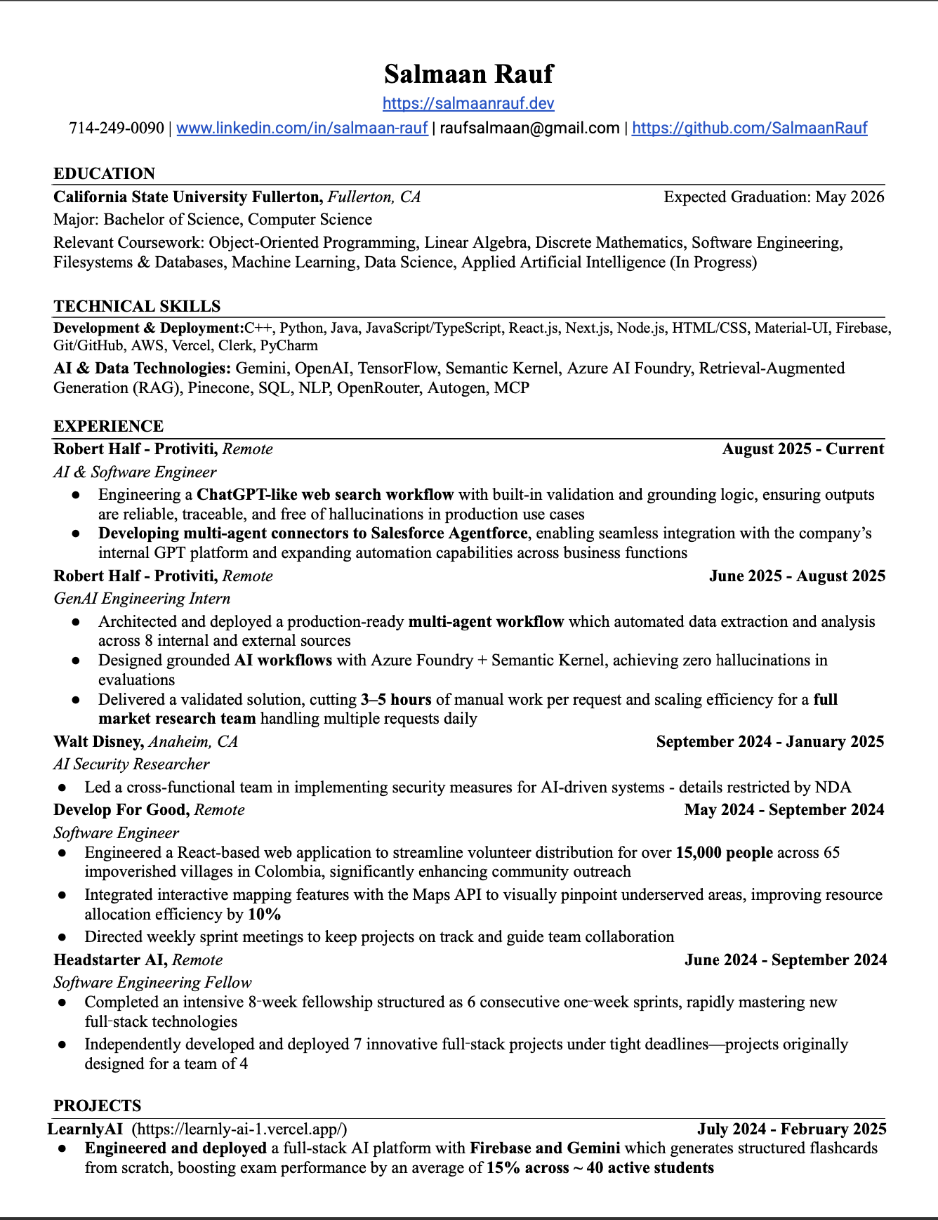 Salmaan Rauf Resume