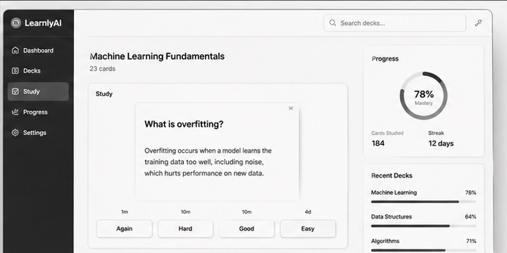 LearnlyAI study interface